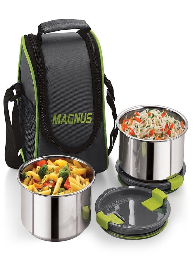 Magnus Opal 2 Stainless Steel Lunchbox Set with Bag - Leak-Proof, Insulated Lunch Box for Kids and Adults - 2 x 350ml Containers with Smart STEAM Lock - Ideal Lunch Boxes for Office Men, Women, School - Image 1